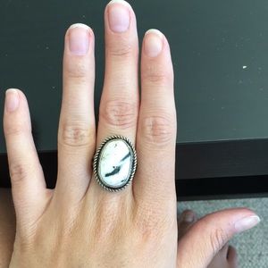 White turquoise boho ring